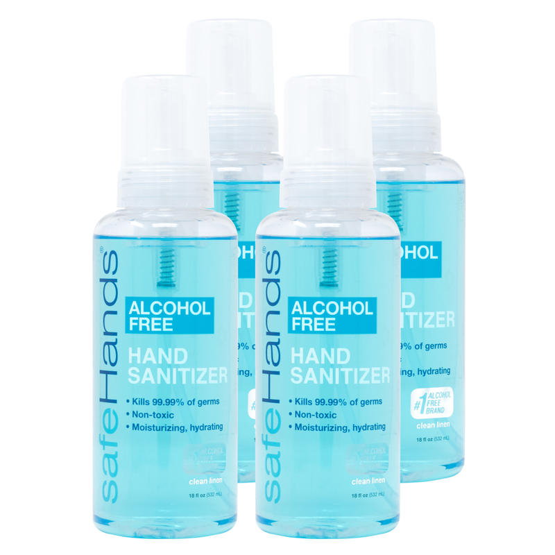 safeHands Alcohol-Free Hand Sanitizer, Clean Linen Scent, 18 Oz, Pack Of 4 Bottles MPN:SHC-18-4C