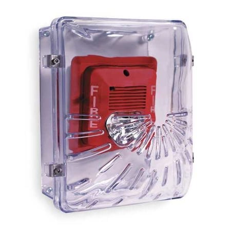 Audible and Strobe Guard, Polycarbonate, Surface Mount, 6 1/2 in W x 8 1/2 in H x 5 3/4 in D, Clear MPN:STI-1210D