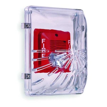 Audible and Strobe Guard, Polycarbonate, Flush Mount, 6 1/2 in W x 8 1/2 in H x 4 in D, Clear MPN:STI-1210E