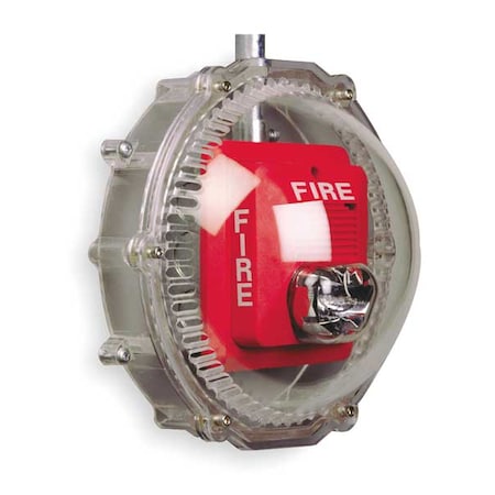 Audible and Strobe Guard, Polycarbonate, Surface Mount, 9 3/8 in W x 8 1/2 in H x 4 1/2 in D, Clear MPN:STI-1217
