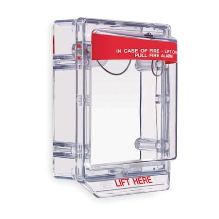 Pull Station Guard, Polycarbonate, Surface Mount, Clear, 5 3/16 in Depth, 6 13/16 in Width, No Alarm MPN:STI-1230