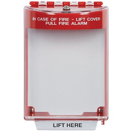 Pull Station Guard, Polycarbonate, Surface Mount, 5 1/2 in W x 8 1/8 in H x 4 in D, Red MPN:STI-13210FR