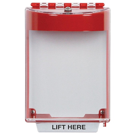 Pull Station Cover w/Horn, Polycarbonate, Surface Mount, 5 1/2 in W x 8 1/8 in H x 4 in D, Red MPN:STI-13220NR