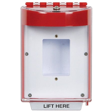 Pull Station Guard, Polycarbonate, Surface Mount, 5 1/2 in W x 8 1/8 in H x 4 in D, Red MPN:STI-13410NR
