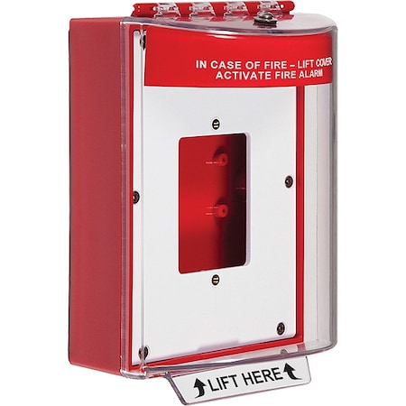 Universal Stopper Cover, Polycarbonate, Surface Mount, 5 1/2 in W x 8 1/8 in H x 4 in D, Red MPN:STI-13510FR