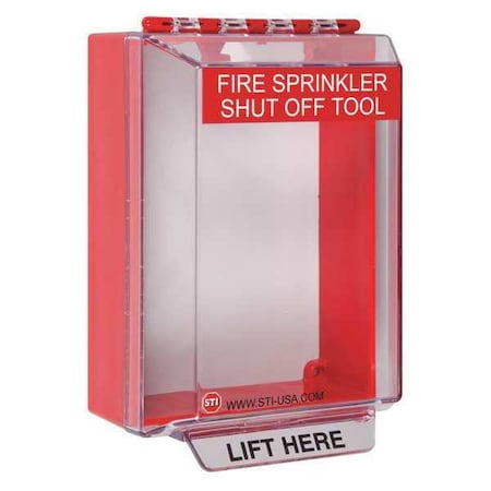 Universal Stopper, Polycarbonate, Surface Mount, 4 7/8 in W x 6 in H x 3 1/8 in D, Clear, Red MPN:STI-14200NR-Z002