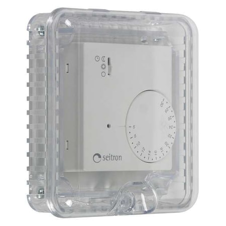 Small Thermostat Protector, Polycarbonate, Flush Mount, 4 in W x 4 in H x 1 3/8 in D, Clear MPN:STI-9102