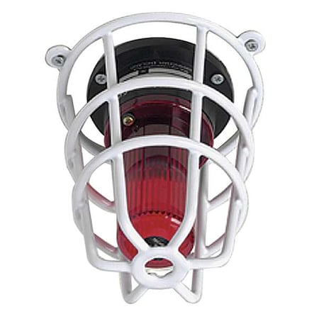 Audible and Strobe Guard, Steel, Surface Mount, 3 in W x 3 in H x 6 7/8 in D, White MPN:STI-9664