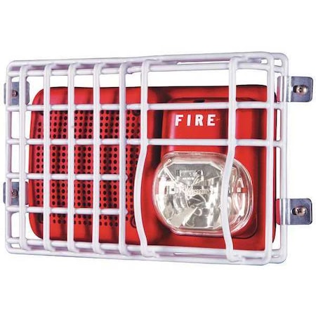 Audible and Strobe Guard, Steel, Flush Mount, 9 3/8 in W x 6 1/8 in H x 2 1/2 in D, White MPN:STI-9717