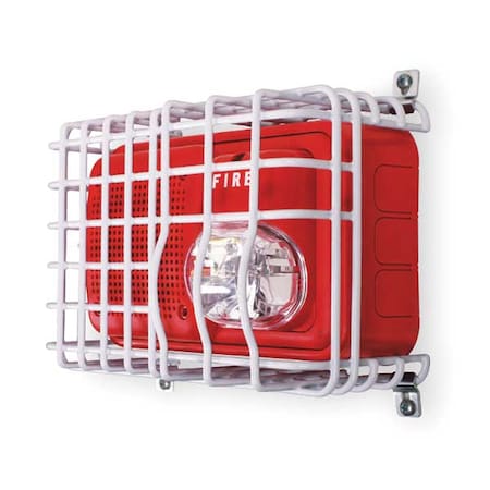 Audible and Strobe Guard, Steel, Surface Mount, 9 3/8 in W x 6 1/8 in H x 5 in D, White MPN:STI-9720