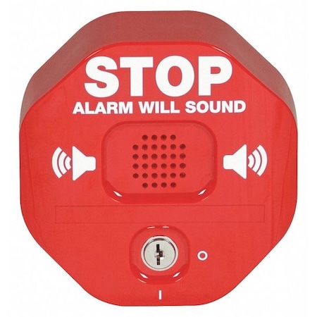 Exit Door Alarm, Key Lock, Audible/Annunciation, Three Minute Piercing Horn, Polycarbonate Material MPN:STI-6400