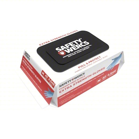 Disposable Gloves, 3 mil Palm, Nitrile, Powder-Free, (AQL)1.5, 40 PK, Blue, M MPN:SWB5011M