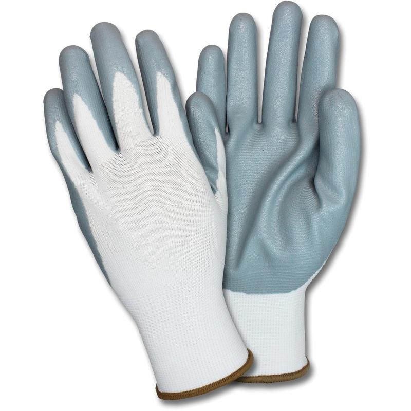 Safety Zone Nitrile Coated Knit Gloves - Hand Protection - Nitrile Coating - XXL Size - White, Gray - GNIDEX2XG, 12/PK MPN:GNIDEX2XG