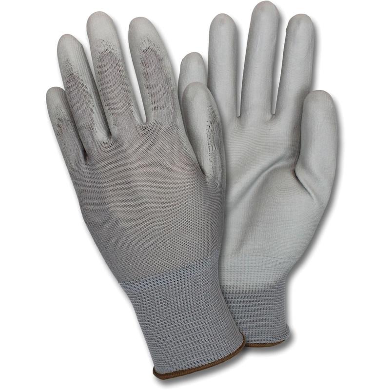 Safety Zone Poly Coated Knit Gloves - Polyurethane Coating - XXL Size - Gray - Knitted, Flexible, Comfortable, Breathable - For Industrial - 1 Dozen (Min Order Qty 5) MPN:GNPU2X4GY