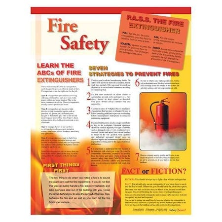 Safety Poster, Fire Safety, 22 in H x, 17 in W, Paper MPN:P4439