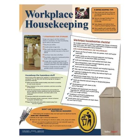 Safety Poster, Workplace Housekeeping, 22 in H x, 17 in W, Paper MPN:P4481