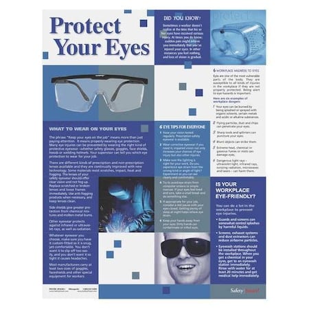Safety Poster, Protect Your Eyes, 22 in H x, 17 in W, Paper MPN:P4607