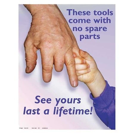 Safety Poster, These Tools Come with No Spare Parts. See Yours Last A Lifetime, 22 in H x, 17 in W MPN:SW0039