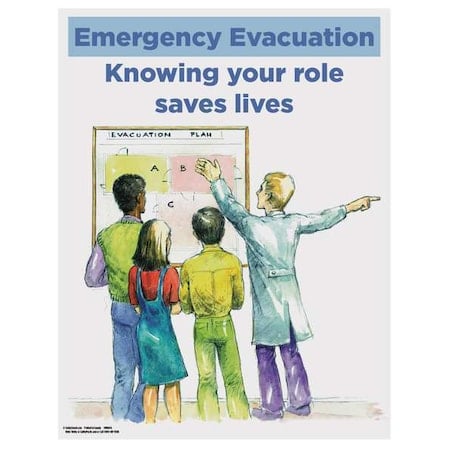 Emergency Evacuation Knowing Your Role Saves Lives, 22 in H x, 17 in W, Paper MPN:SW0046