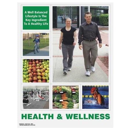 Safety Poster, A Well Balanced Lifestyle is The Key Ingredient to A Healthy Life, 22 in H x, Paper MPN:SW0226