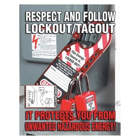 Safety Poster, Respect and Follow Lockout/Tagout It Protects You From Unwanted Hazardous Energy MPN:SW2037
