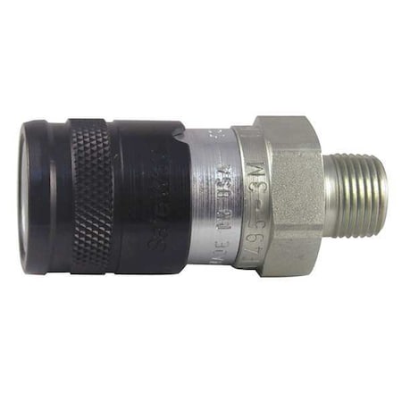 Hydraulic Quick Connect Hose Coupling, Steel Body, Push-to-Connect Lock, 3/8
