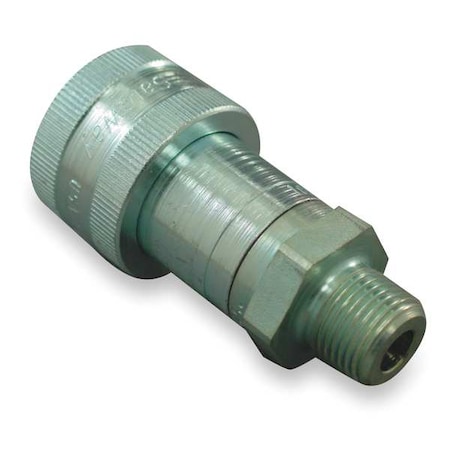 Hydraulic Quick Connect Hose Coupling, Steel Body, Thread-to-Connect Lock, 3/8
