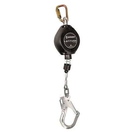 Latitude HD 11' Cable Single Leg SRL: Carabiner, Rebar Hook MPN:FS-FSP1211-G-RBH
