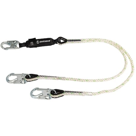 Shock Absorbing Rope Lanyard, 6 ft. Length, Snap Hook, 2 Leg(s) MPN:FS33216