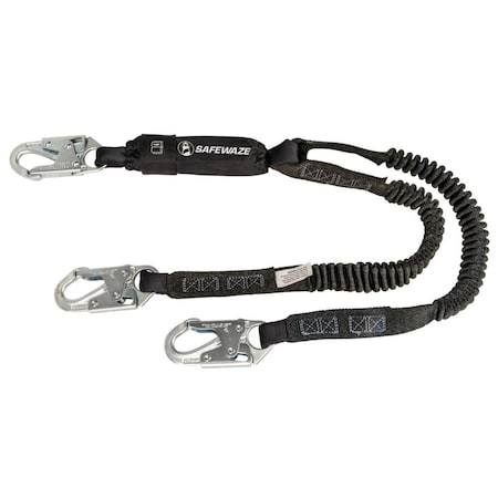 Stretchable Lanyard, 6 ft. Length, Snap Hook, Forged steel, 2 Leg(s) MPN:FS571