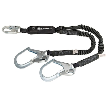 PRO 6' Stretch Energy Absorbing Lanyard: Dual Leg, Rebar Hook MPN:FS576