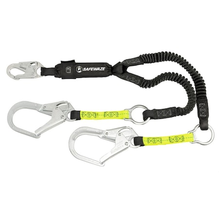 PRO 6' Stretch Energy Absorbing Lanyard: Rebar Hooks, Rescue Rings MPN:FS578