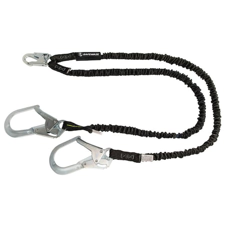 PRO 6' Internal Energy Absorbing Lanyard: Dual Leg, Rebar Hooks MPN:FS586