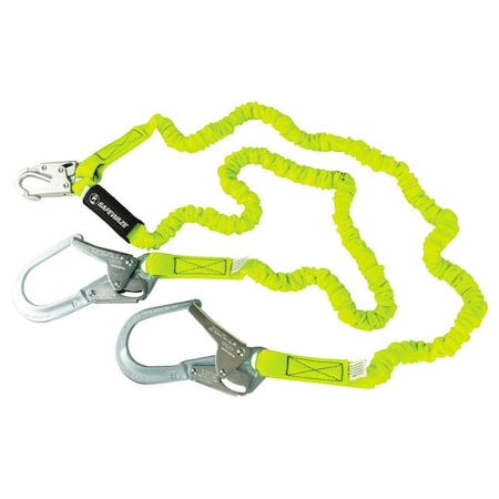 PRO 6' Stretch Internal Energy Absorbing Lanyard: Dual Leg, Rebar Hooks MPN:FS596