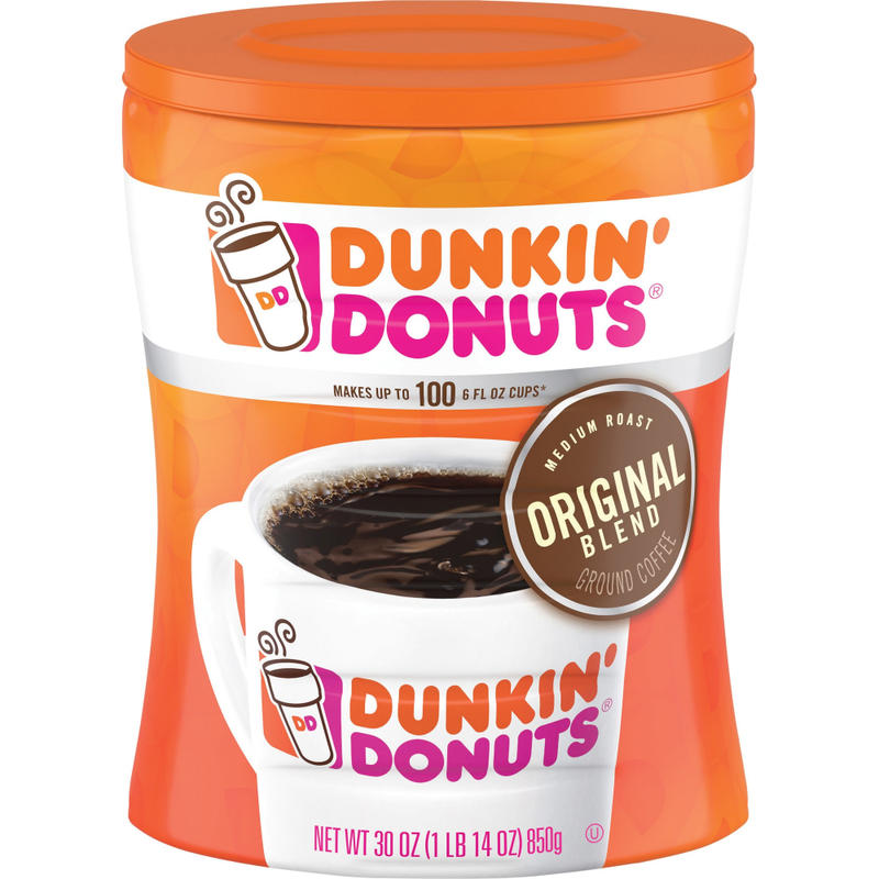Dunkin Donuts Original Blend Ground Canister Coffee, Medium Roast, Case Of 4, 30 Oz Per Canister MPN:01102CT