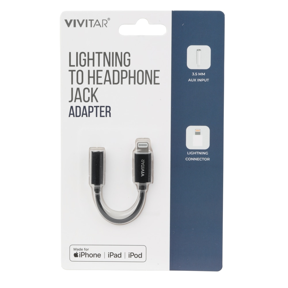 Vivitar Lightning To Headphone Jack Adapter, Black, NIL2002-BLK-STK-24 MPN:NIL2002-BLK-STK-24