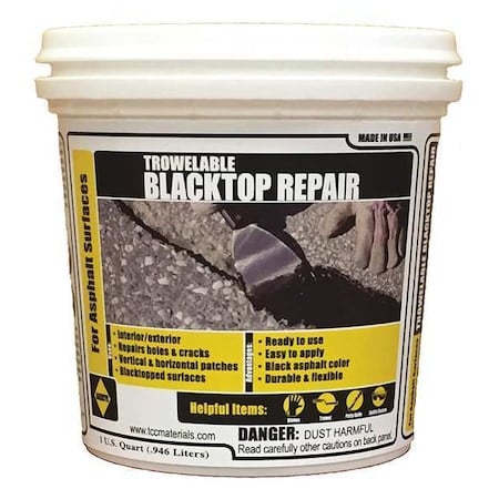 Asphalt Repair Compound, Pail, Black, Trowelable Blacktop Repair MPN:120038