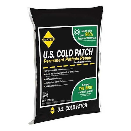 US Cold Patch Permanent Pothole Repair, 50 lb Bag, Recycled Asphalt Mix, 56 PK MPN:60450007-56