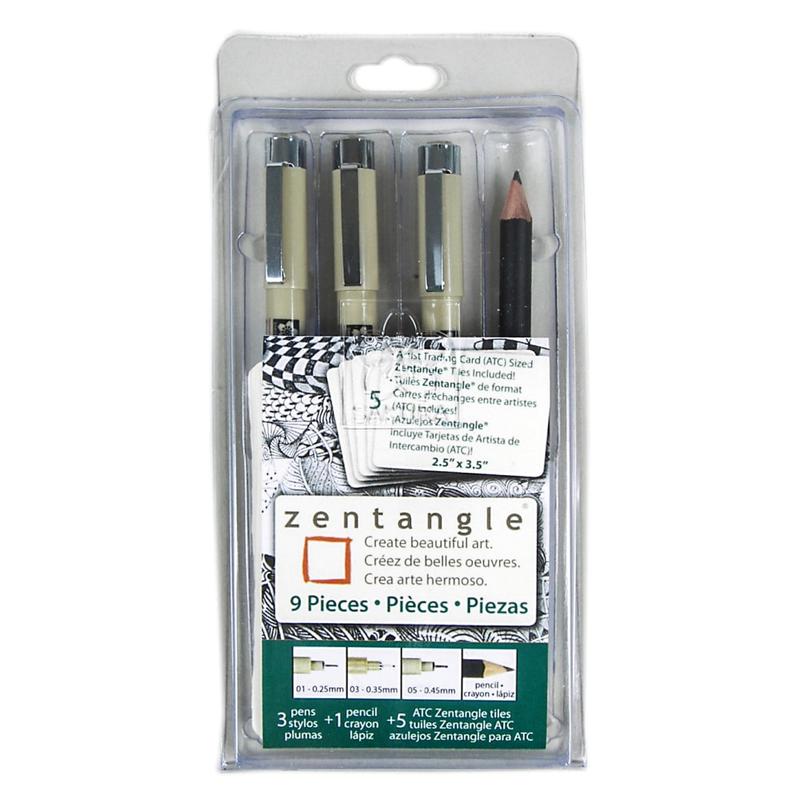 Sakura Zentangle Drawing Set, Black Ink, Set Of 9 Pieces MPN:50010