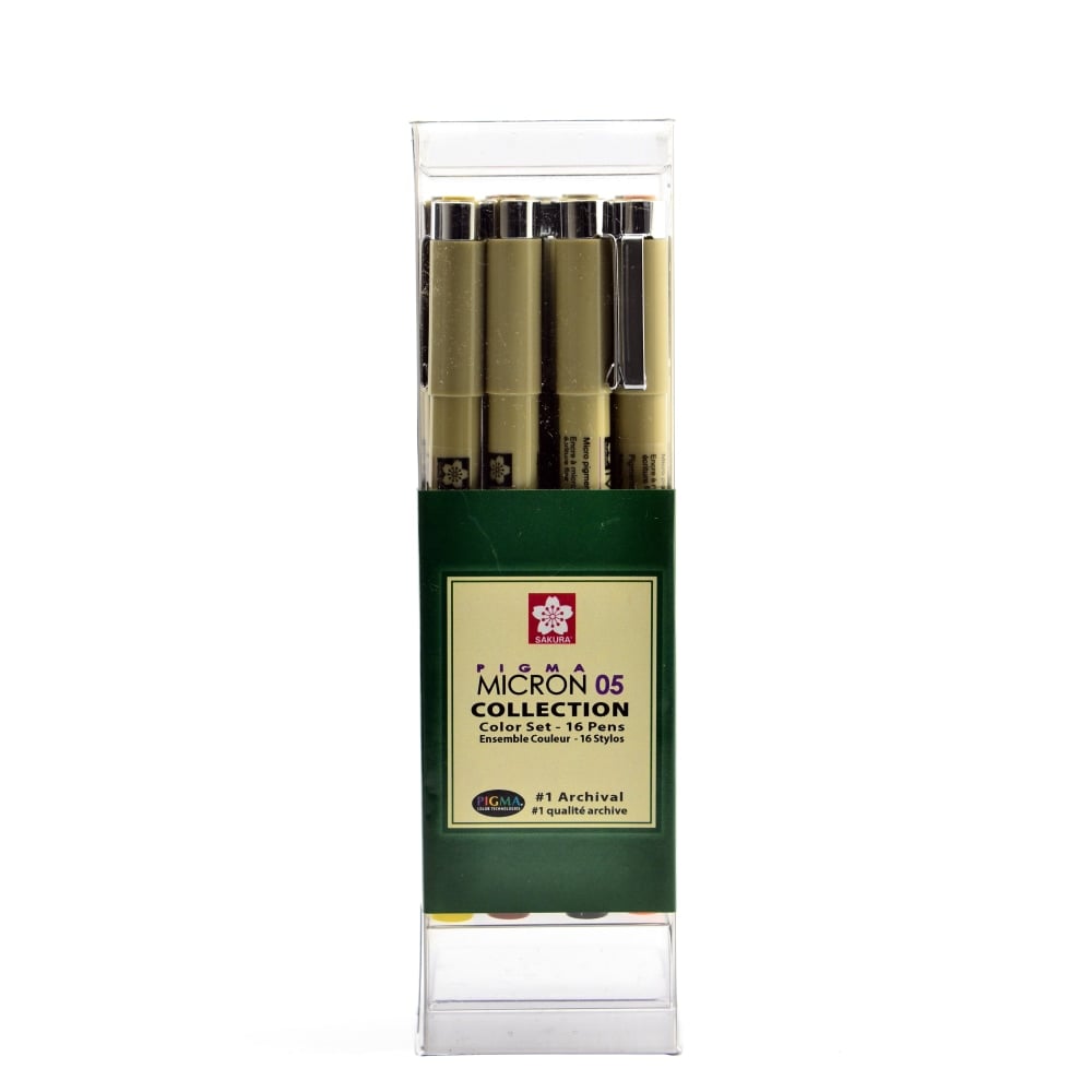 Sakura Pigma Pen Set, Micron, 0.45 mm, Assorted Colors, Set Of 16 Pens MPN:50075