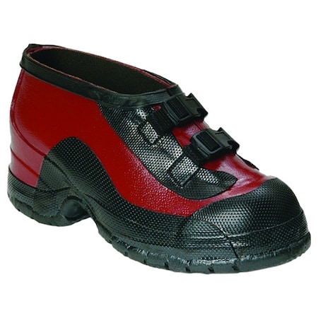 Overboots, Dielectric Rubber Toe, 5 1/2 in Height, Non-Skid Bar Tread Sole, Black, Red, 18 MPN:51509 18-ES