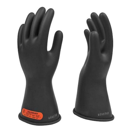 Electrical Rubber Gloves, Class 0, Type I, 11 in, 1000V AC/1500V BC, Black, Size 8 1/2, 1 Pair MPN:E011B/8H