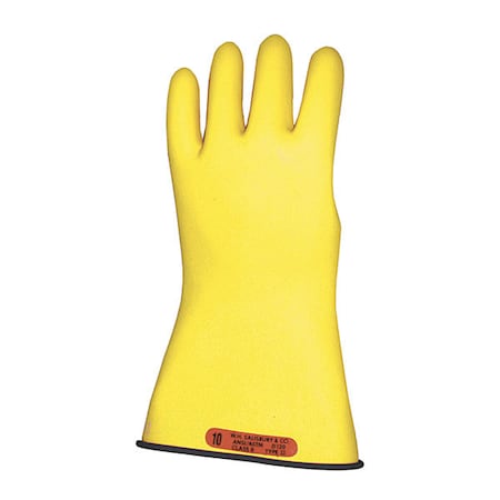 Electrical-Insulating Gloves, 1, 000V AC, 1, 500V DC, Rubber, 11 in Length, Yellow, Size 8 MPN:E011BY/8