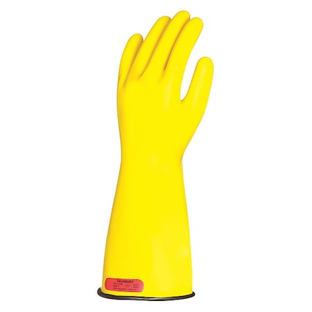 Electrical-Insulating Gloves, 1, 000V AC, 1, 500V DC, Rubber, 14 in Length, Yellow, Size 9 1/2 MPN:E014BY/9H