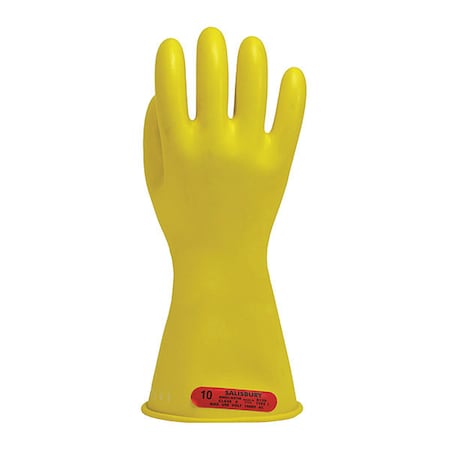 Electrical-Insulating Gloves, 1, 000V AC, 1, 500V DC, Rubber, 14 in Length, Yellow, Size 10 MPN:E014Y/10