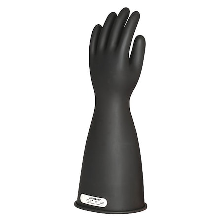 Electrical-Insulating Gloves, 7, 500V AC, 11, 250V DC, Rubber, 16 in Length, Black, Size 9 1/2 MPN:E116B/9H