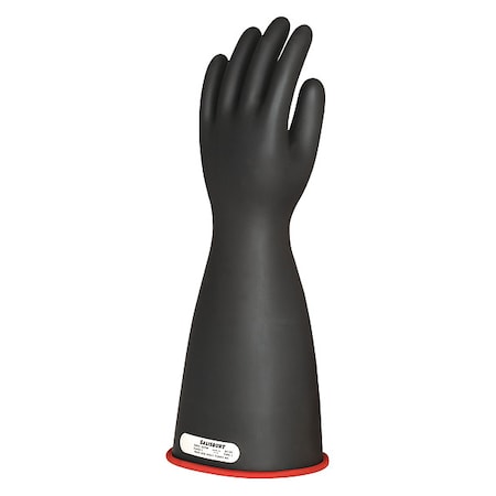 Electrical-Insulating Gloves, 7, 500V AC, 11, 250V DC, Rubber, 16 in Length, Black, Size 8 MPN:E116RB/8
