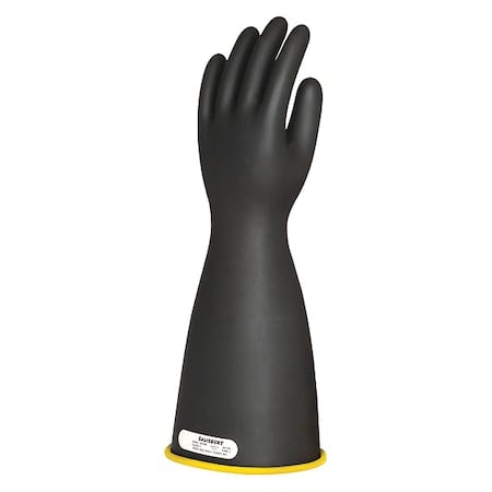 Electrical-Insulating Gloves, 7, 500V AC, 11, 250V DC, Rubber, 16 in Length, Black, Size 11 MPN:E116YB/11