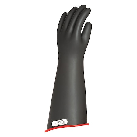 Electrical-Insulating Gloves, 7, 500V AC, 11, 250V DC, Rubber, 18 in Length, Black, Size 10 1/2 MPN:E118CRB/10H