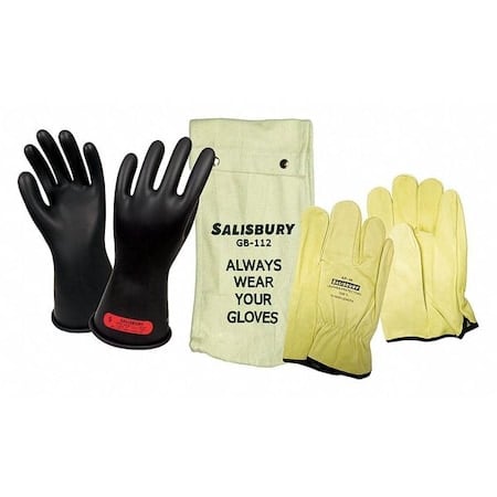Electrical Glove Kit, 1000V AC/1500V DC, 11 in Length, Type 1, Class 0, Black, Size 10 1/2, PR MPN:GK011B/10H